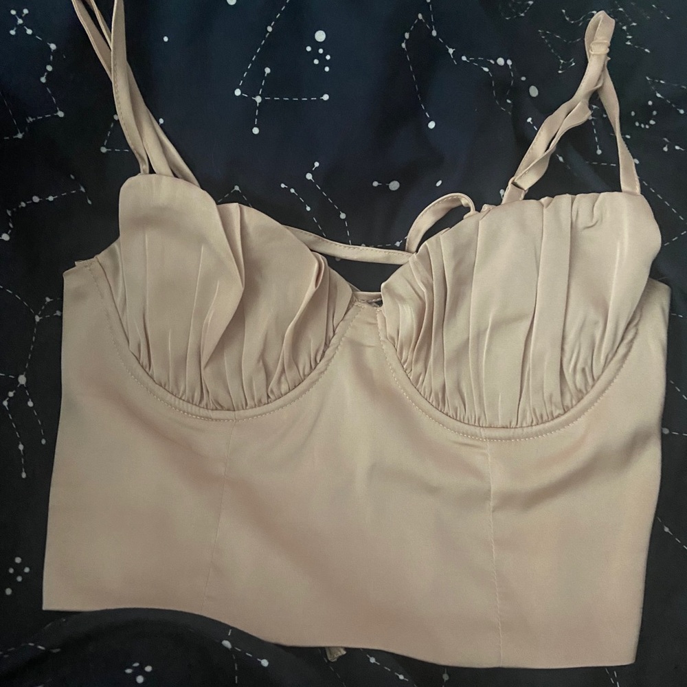 Tan silk tank top